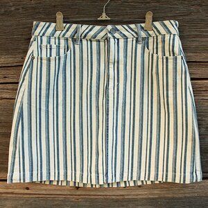 'LOFT' cotton blue and white vertical stripes denim jean skirt